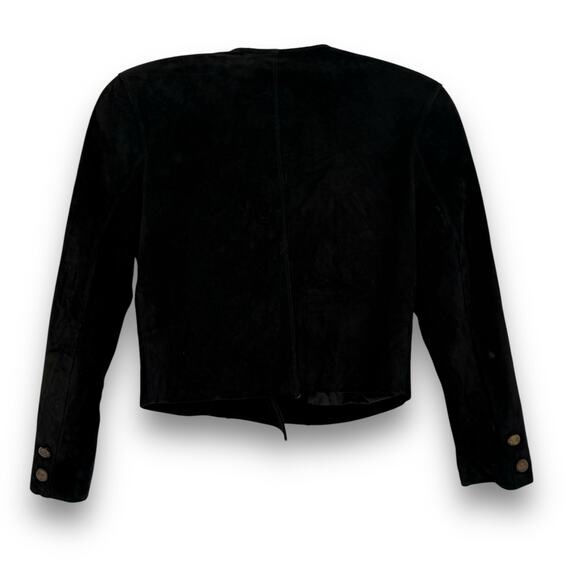 Vintage 1990s Lord & Taylor Black Suede Cropped Leather Jacket, Size 2 *ASIS* - Picture 9 of 9